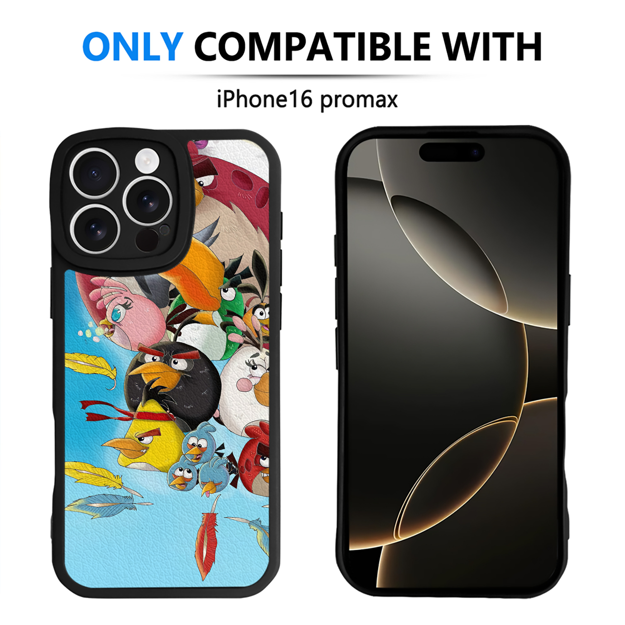 （画像用） Angry Birds アングリーバード 【iPhone 16シリーズ対応】シリコンスマホケース（レザー調） 材質：シリコン